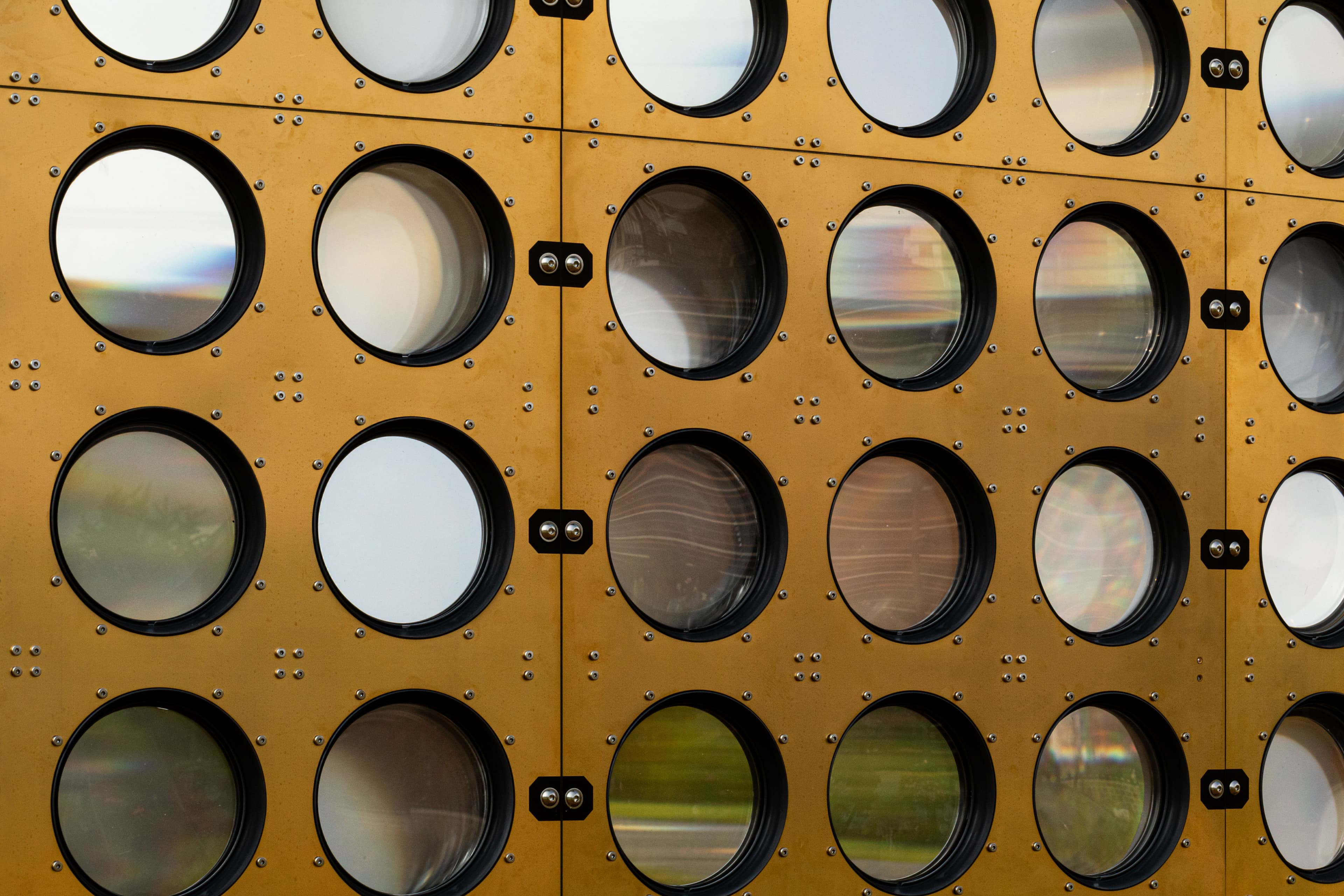 An array of lenses glimmer in the sunshine