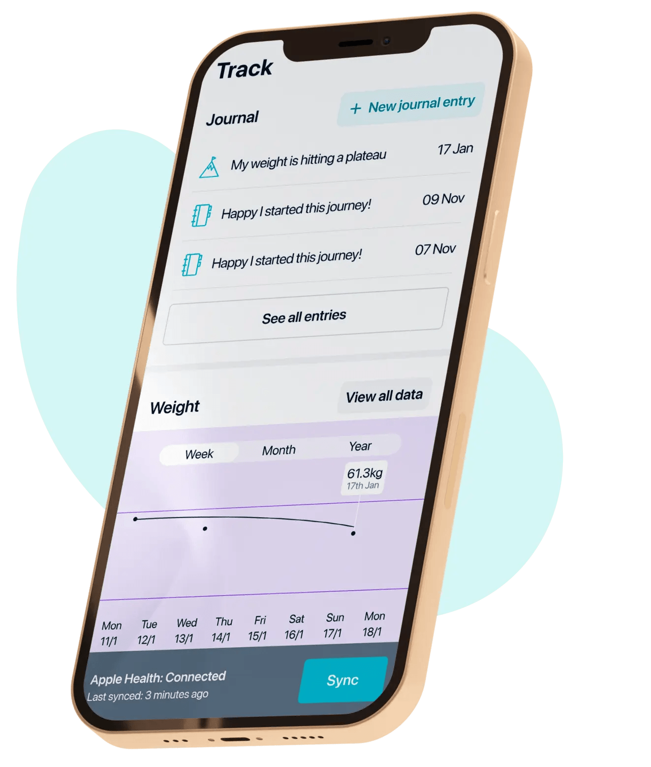 Tracking data on the Second Nature mobile app
